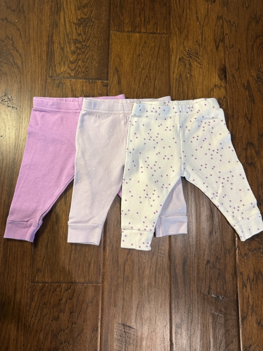 Baby Girls' Purple and White Dot Cotton Leggings - 3 Pack